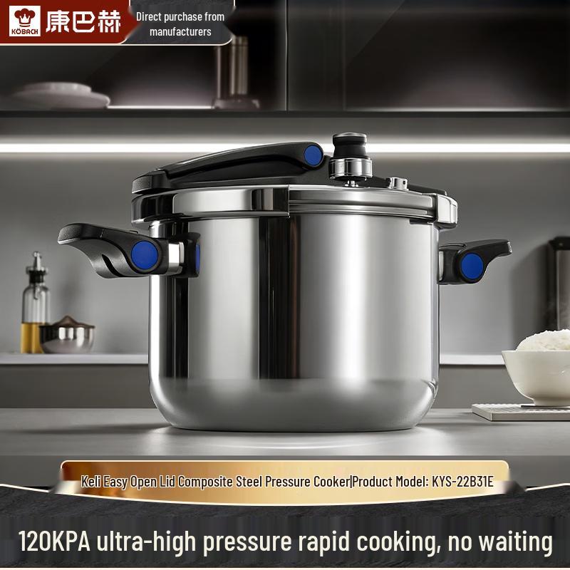 KOBACH 304 Stainless Steel Pressure Cooker with Standable Lid