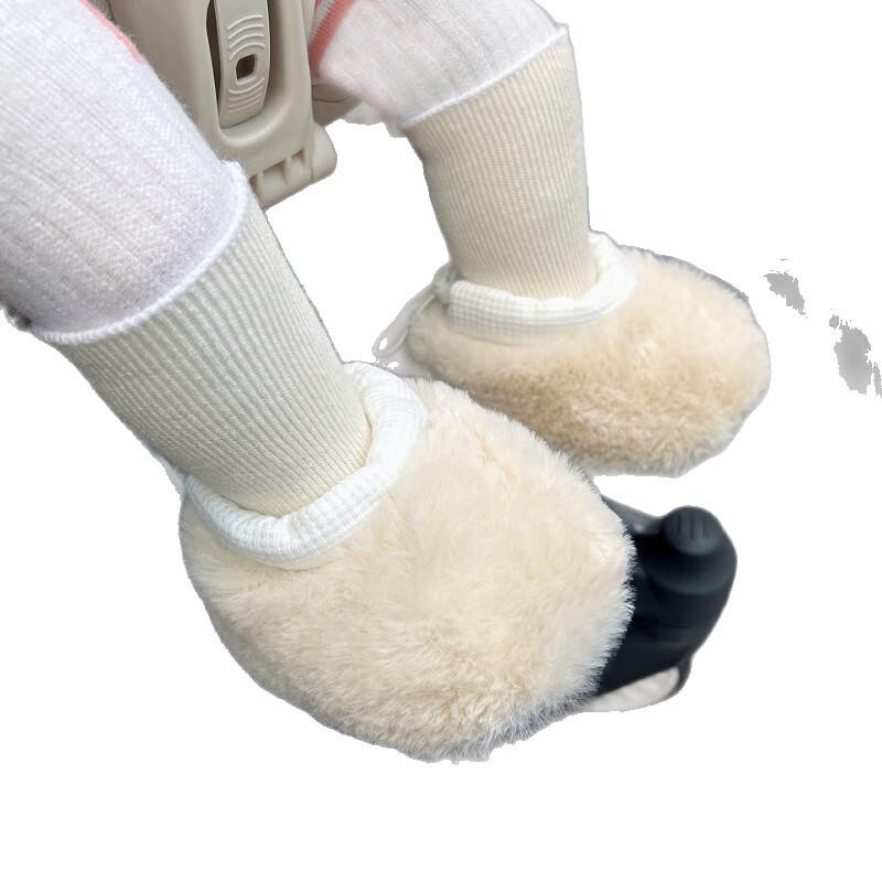 Newborn Baby Soft Sole Fleece-Lined Cartoon Shoe-Socks (0-1 Year, Unisex)