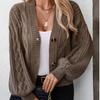 Casual Minimalist Cardigan Knit Outerwear For Women
