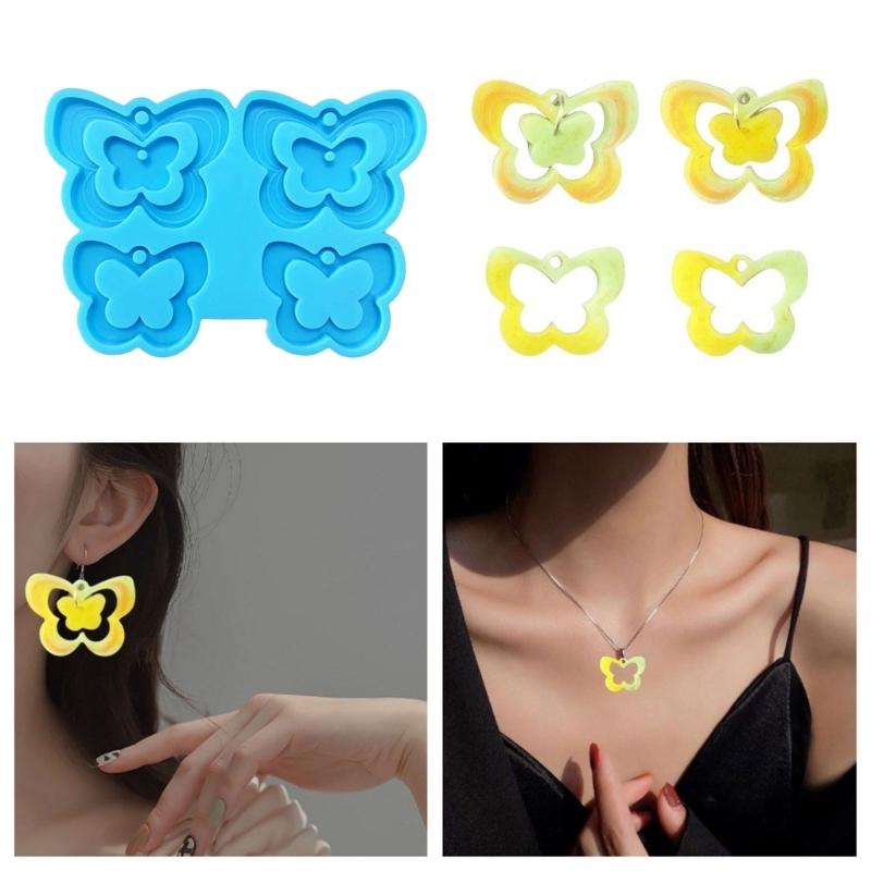 3D Butterfly Earrings Silicone Mold for DIY Epoxy Resin Craft Molds Life Tree Keychain Pendant Jewelry Making Findings