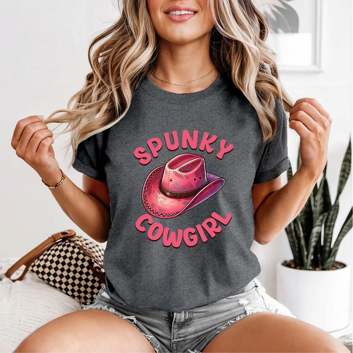 Spunky Cowgirl Western Hat Womens 100% Cotton T-shirt Mens Tees Top Country Style Tee 2XL