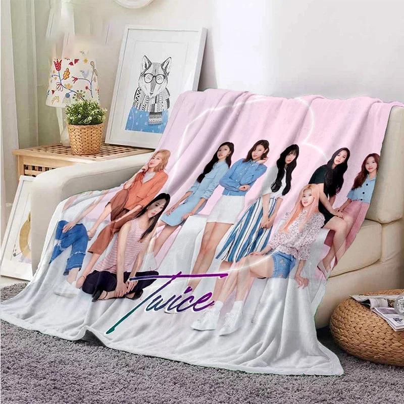 Coperta Kpop Twice Gruppo di Ragazze Moda Stampata Coperta in Flanella Regalo Divano Ufficio Letto Coperta Calda Camera da Letto Ragazze Copriletto