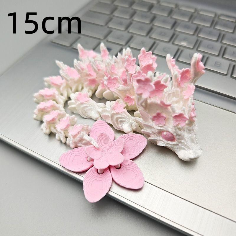 15/25cm 3D Printed Love Cherry Blossom Dragon Movable Joint Dragon Model Toys Gifts Desktop Ornament Birthday Gifts