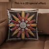 2D Aztec Sun God Print Throw Pillow Covers Pattern Cushion Cover Suitable For Sofa Bedroom Car Pillow Cover