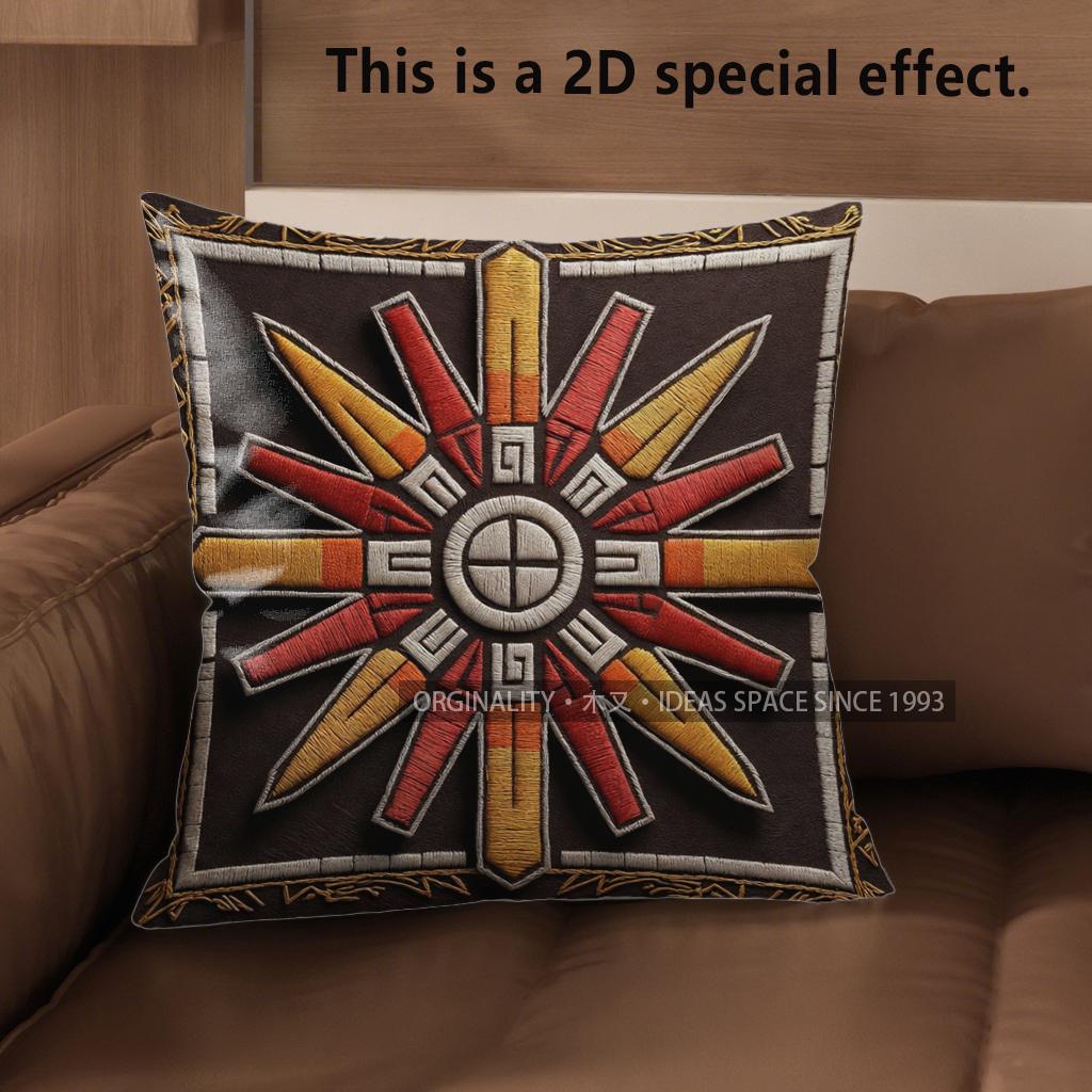 2D Aztec Sun God Print Throw Pillow Covers Pattern Cushion Cover Suitable For Sofa Bedroom Car Pillow Cover