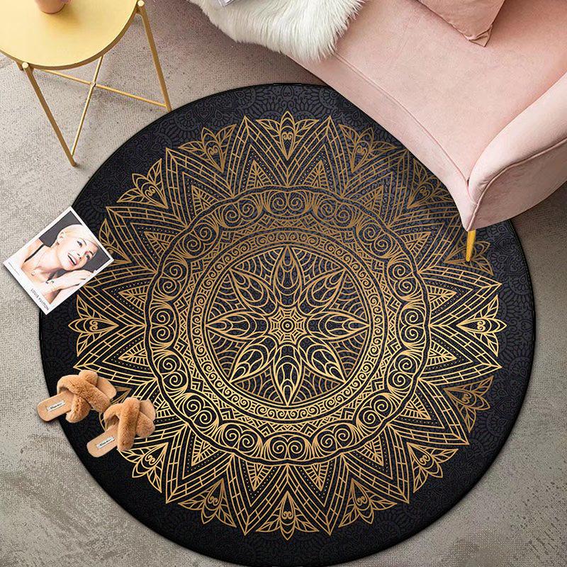 Bohemian Round Living Room Carpet Retro Decoration Bedroom Easy Cleaning Non-slip Rug Lounge Coffee Tables Washable Floor Mat