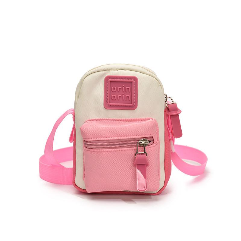

Block Canvas Color Shoulder Bag With Suture Design Messenger Bag For Child Daily розовый