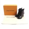 Excellent LOUIS VUITTON Ankle boots Lace Up Brown black Monogram canvas Women 35 Used