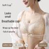 Adjustable Wire-Free Push-Up Lace Minimizer Bandeau Bra with Anti-Sagging Side Support