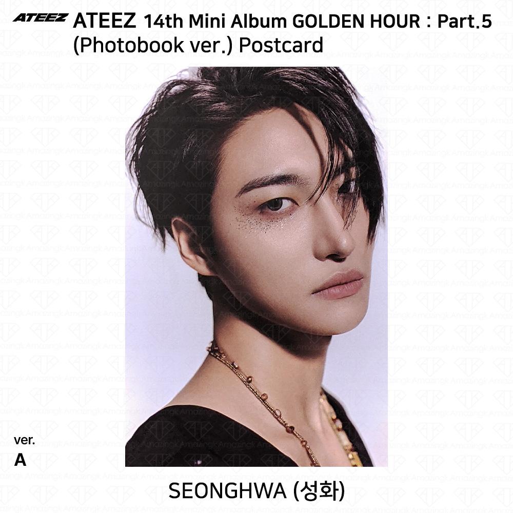 ATEEZ 14-й мини-альбом Golden Hour Часть.5 Фотобук версия. Фотокарта A VER Seonghwa - Postcard (A ver.) gray