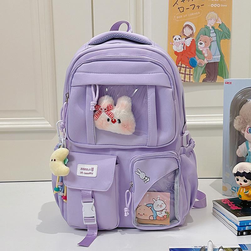 Schoolbag Cute Little Fresh Junior High School Student Large Capacity Schoolbag High School Student Backpack College Girl Transparent Pain Bag Baby 