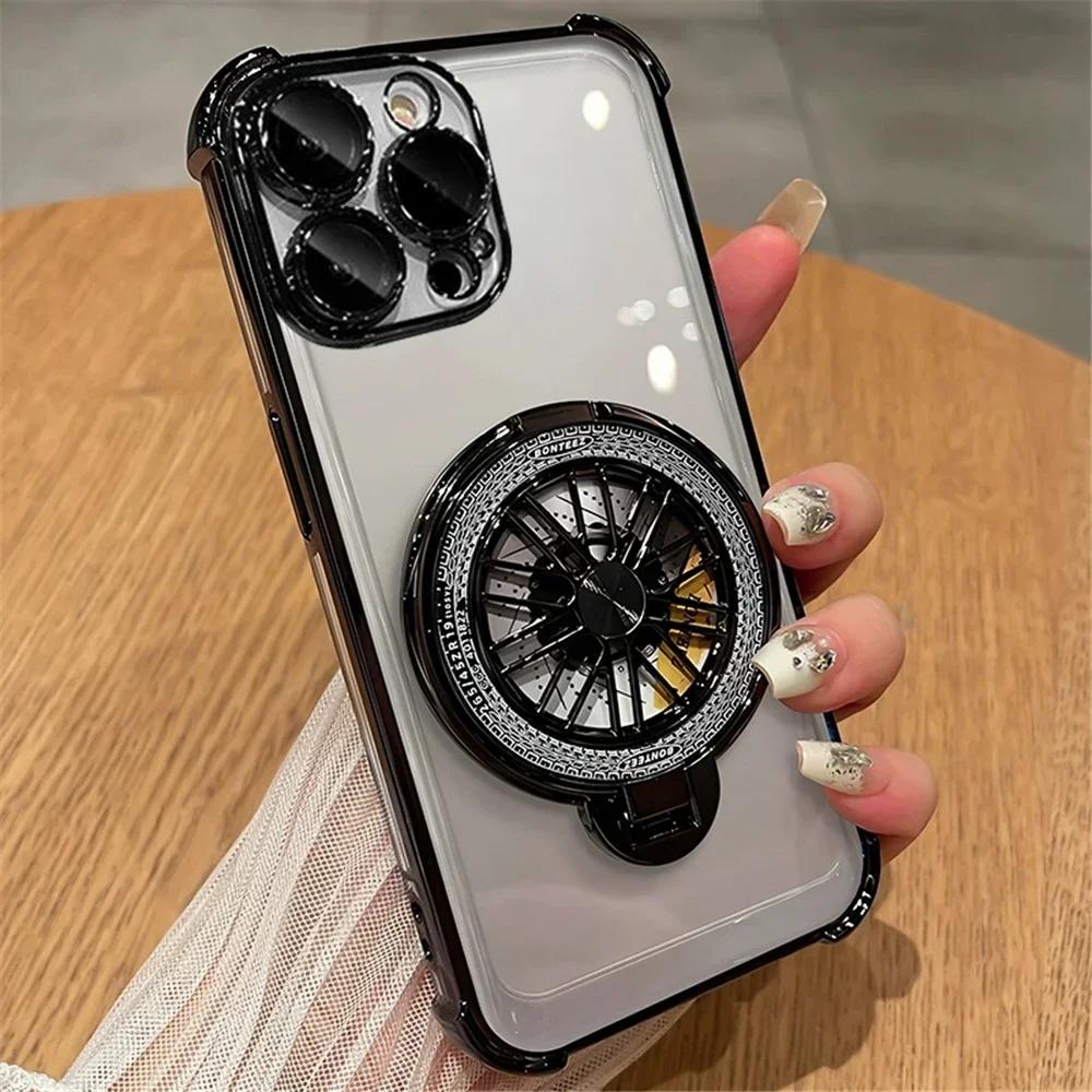 Luxuriöse magnetische rotierende gyroskopische Halterung Handyhülle für Xiaomi 13T 12T Pro 14 13 12 12S 12X Galvanisierungs-Transparente Stoßfängerabdeckung