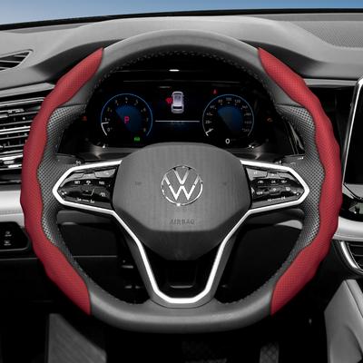Suitable for Volkswagen Steering Wheel Cover, Wavy Sports Breathable Leather Segmented Anti-Slip Sweat-Absorbing Protective Cover Golf Passat Polo