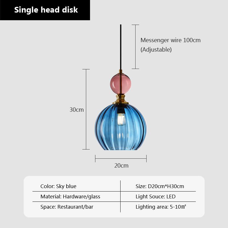 Modern Pendant Lights Nordic Color Candy Bedroom Children's Room Single Head Glass Hanging Lamps Home Decor Fixtures Restaurant