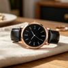 Men's Analog Quartz Watches Minimalist Three-Hand Watch Classic Adjustable Leather Strap Watch for Fathers Husbands Gifts for Office Party Dating