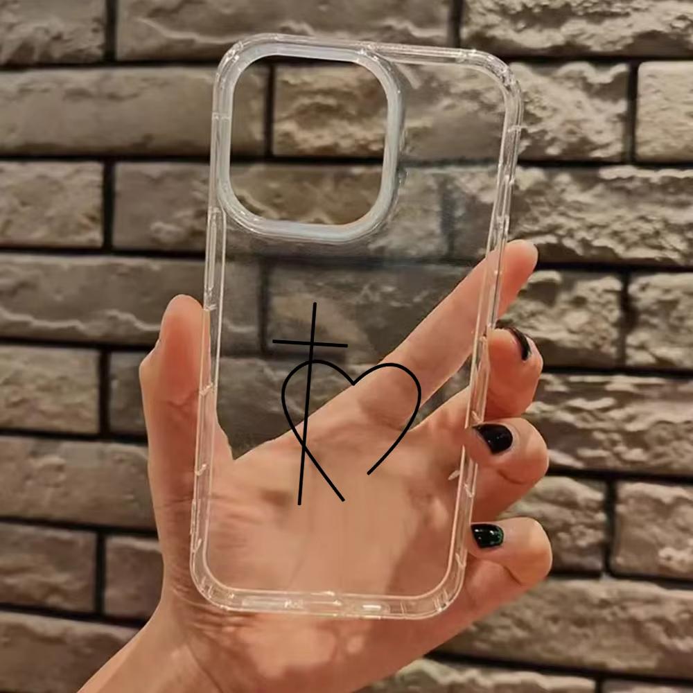Simple Love Heart Pattern Clear Phone Case For iPhone 17 Air 11 12 13 14 15 16 Pro Max 15 14 Plus XS X XR Silicone Soft Cover