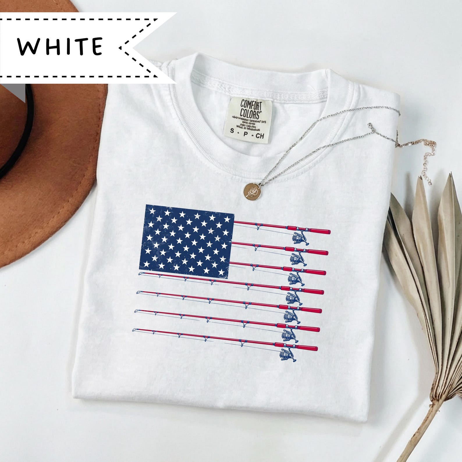 Comfort Colors® American Flag Tee, Fishing Rod Shirt, 4th of July Shirt, Fishing Dad Tee 3XL