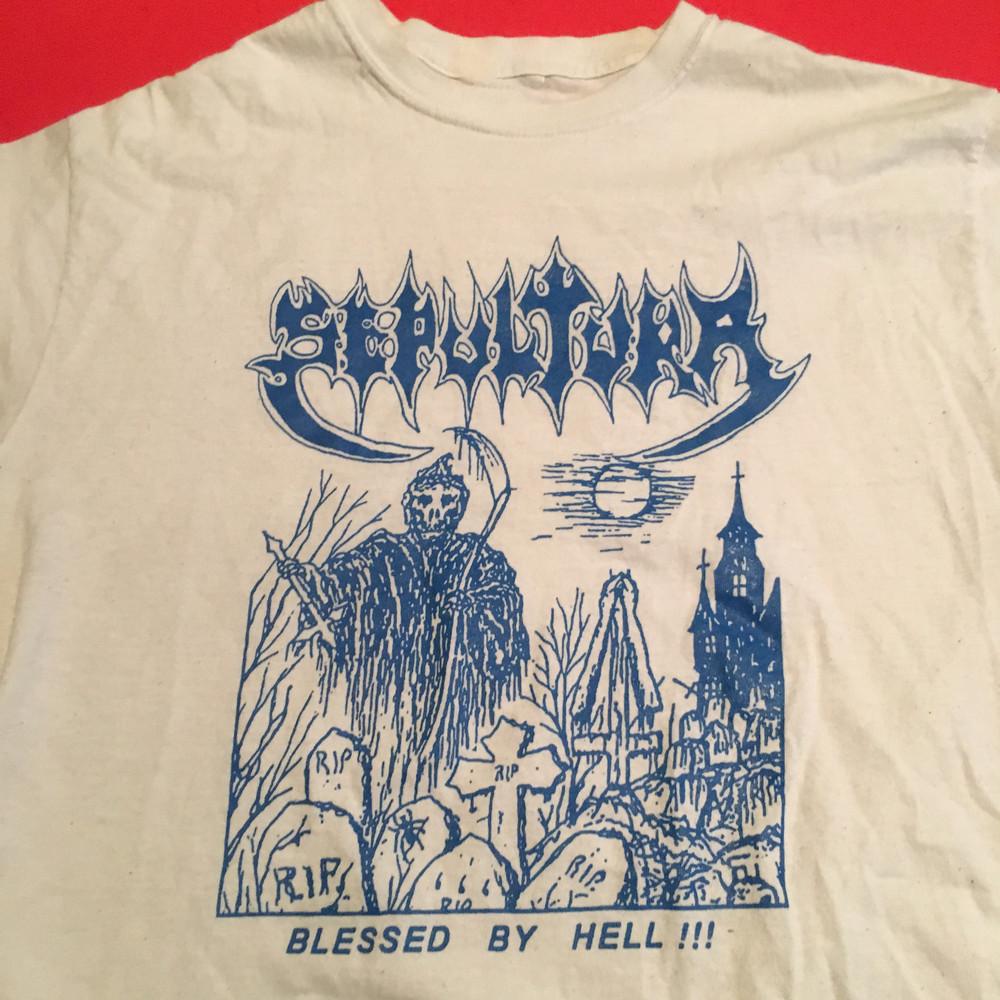 

Sepultura Blessed By The Hell Men T-shirt White Short Sleeve All Sizes JJ744 Unisex T-Shirt XL
