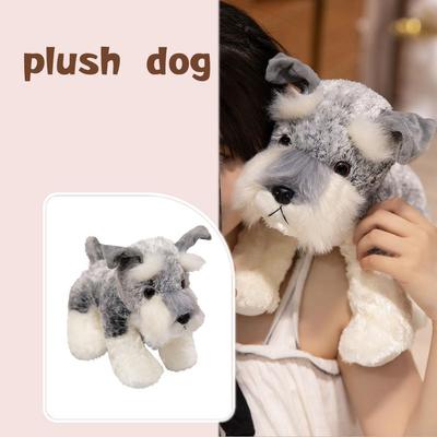 Simulation Cute Schnauzer Dog Plush Toy Doll Sleeping Children's Doll Doll Dog Gift Holding Plu R8B7