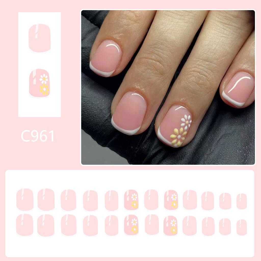 Quadratische Aufklebenägel Blume Falsche Nägel Aufklebenägel in 12 Größen 24 Stück Französische Nagelspitzen für DIY Nagelkunst Dekorationen