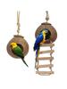 Coconut Bird Nest Hut With Ladder Hanging,Hanging Coconut Bird House Parrot Hideout Bird Cage For Lovebird Pigeons Pet Supplies