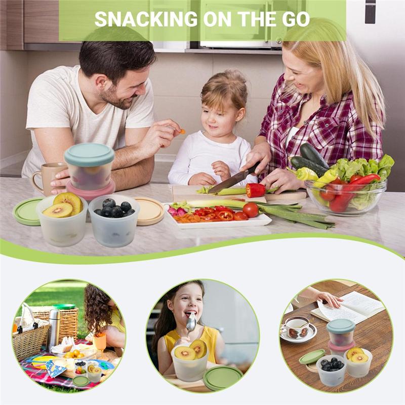 A25F-Small Silicone Snack Containers 4 Pack 4 Oz Reusable Food Storage Containers Bento Lunch Pots With Lids