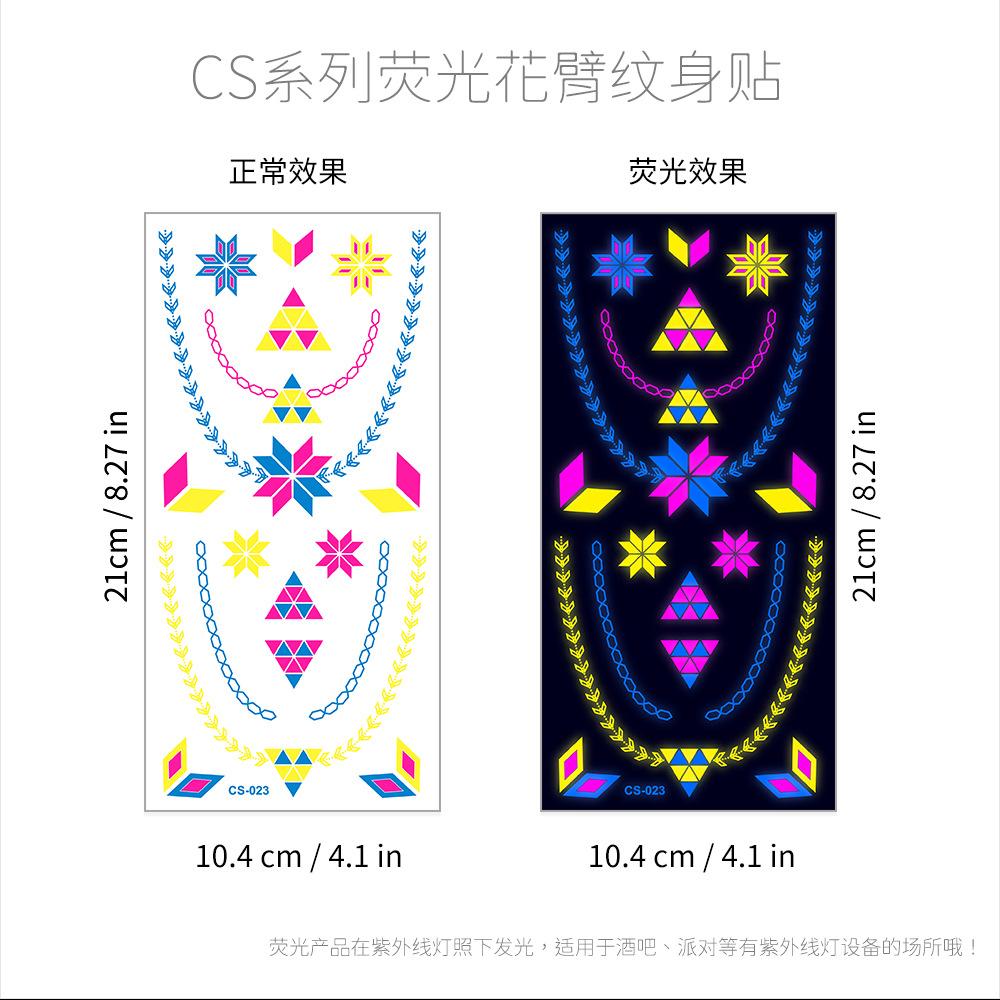 Hot Creative Fluorescent Flower Arm Tattoo Sticker Face Sticker Waterproof Music Festival Arm Tattoo Sticker