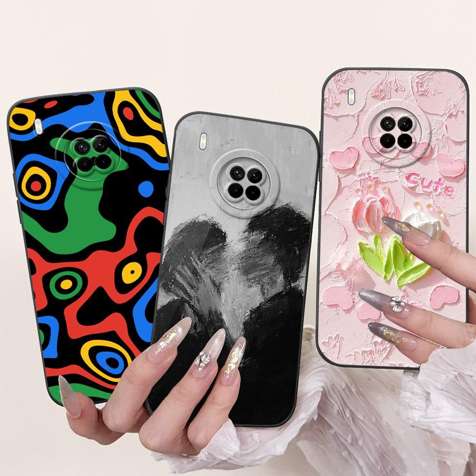 For Huawei Y9a Case Fashion Cute Cartoon Luxury Flowers Silicone Back Cover For Huawei Y9a Phone Case Shockproof Bumper FRL-L22
