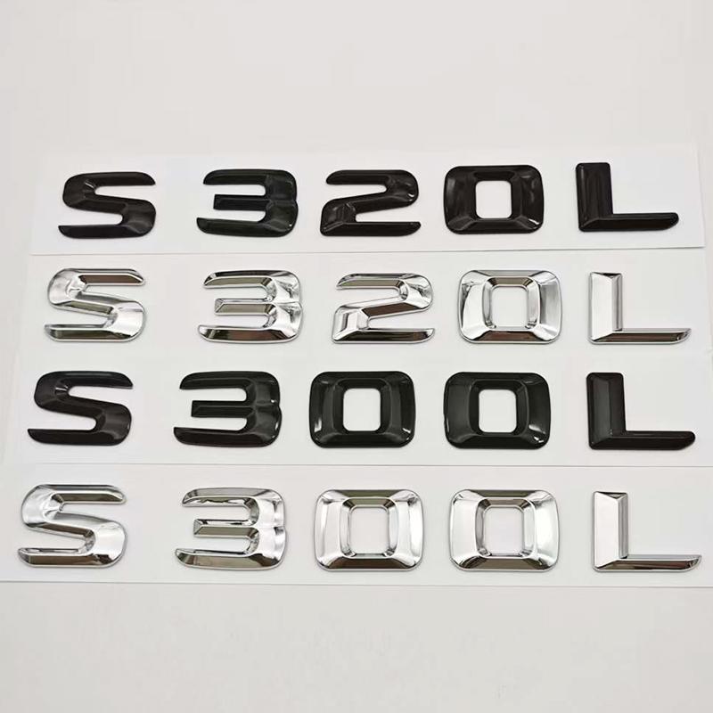 HUUML1 3D ABS Car Letters Logo S300L S320L Badge Sticker Emblem Decals For Mercedes Benz S Class S300L S320L V221 V222 Tail Accessories