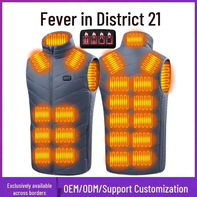 Unisex Smart Heated Vest with Temperature Control - Winter Warmth, Cotton, Plus Size