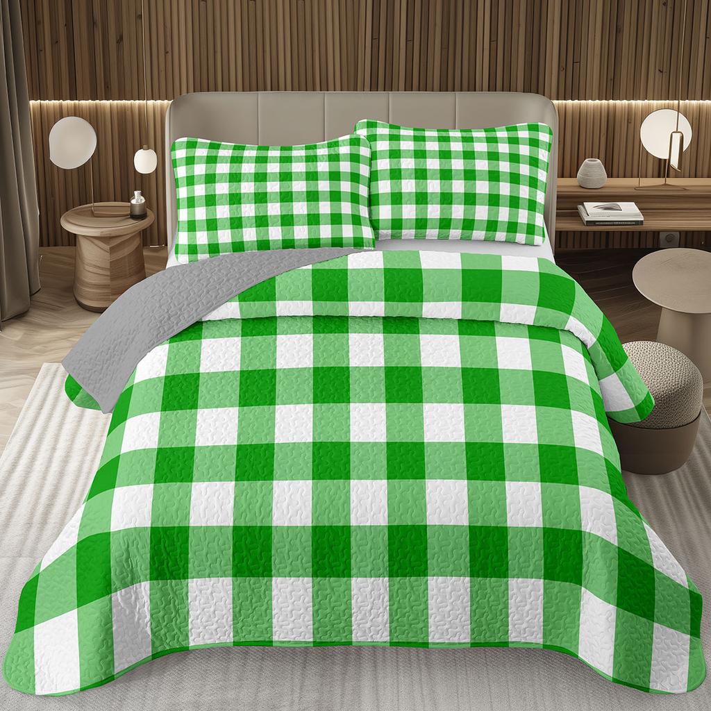 Geometric Checkered Bedspread Buffalo Plaid Quilted Bedding Set Checkerboard Gingham Coverlet Set Twin Queen for Kids Boys Teen