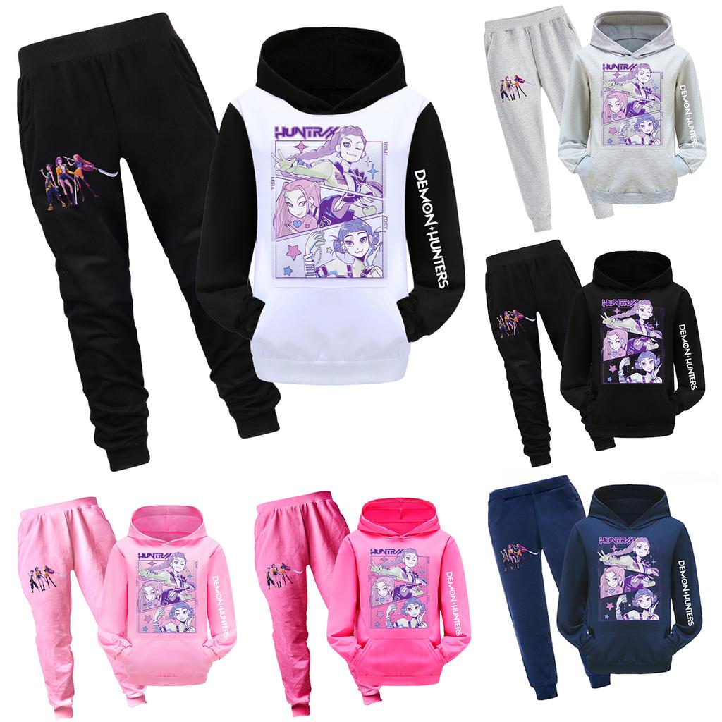 Todelig treningsdresssett for barn med hettegenser og bukser Langermet trykket gensersett