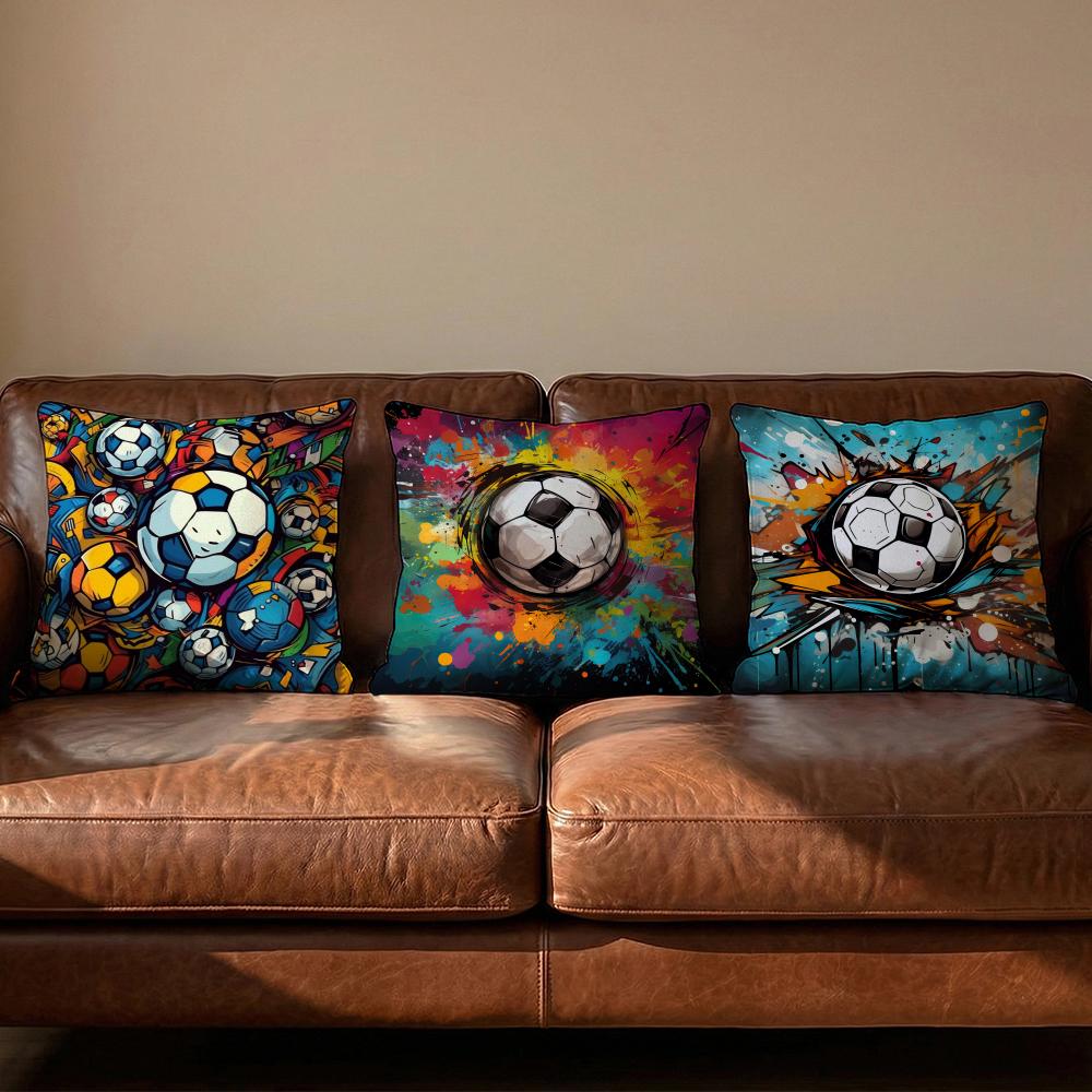New football print Cushion Cover Soft Reversible  Durable Pillow Cover  MultiScene Use for Home  Car Daily Comfort