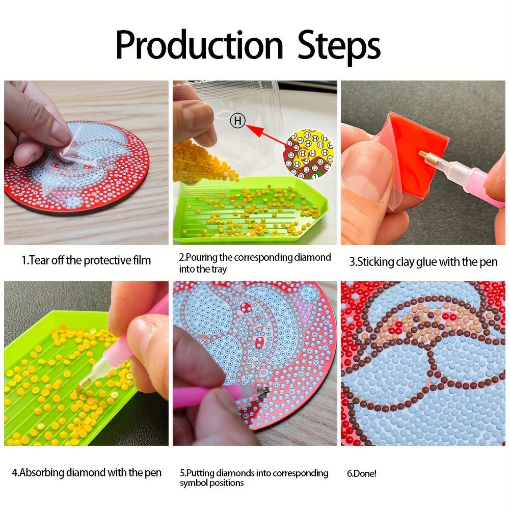 8 Pcs DIY Diamond Painting Coasters Kits DIY Diamond Art Coaster Set for Beginners Adults Art Craft Supplies