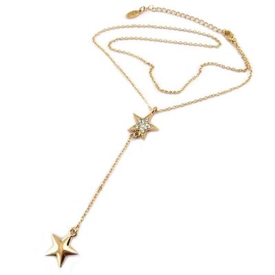 [P8145] - Designer-Halskette 'Ein Stern ist geboren' weiß gold rosé - 41 cm- 9 cm