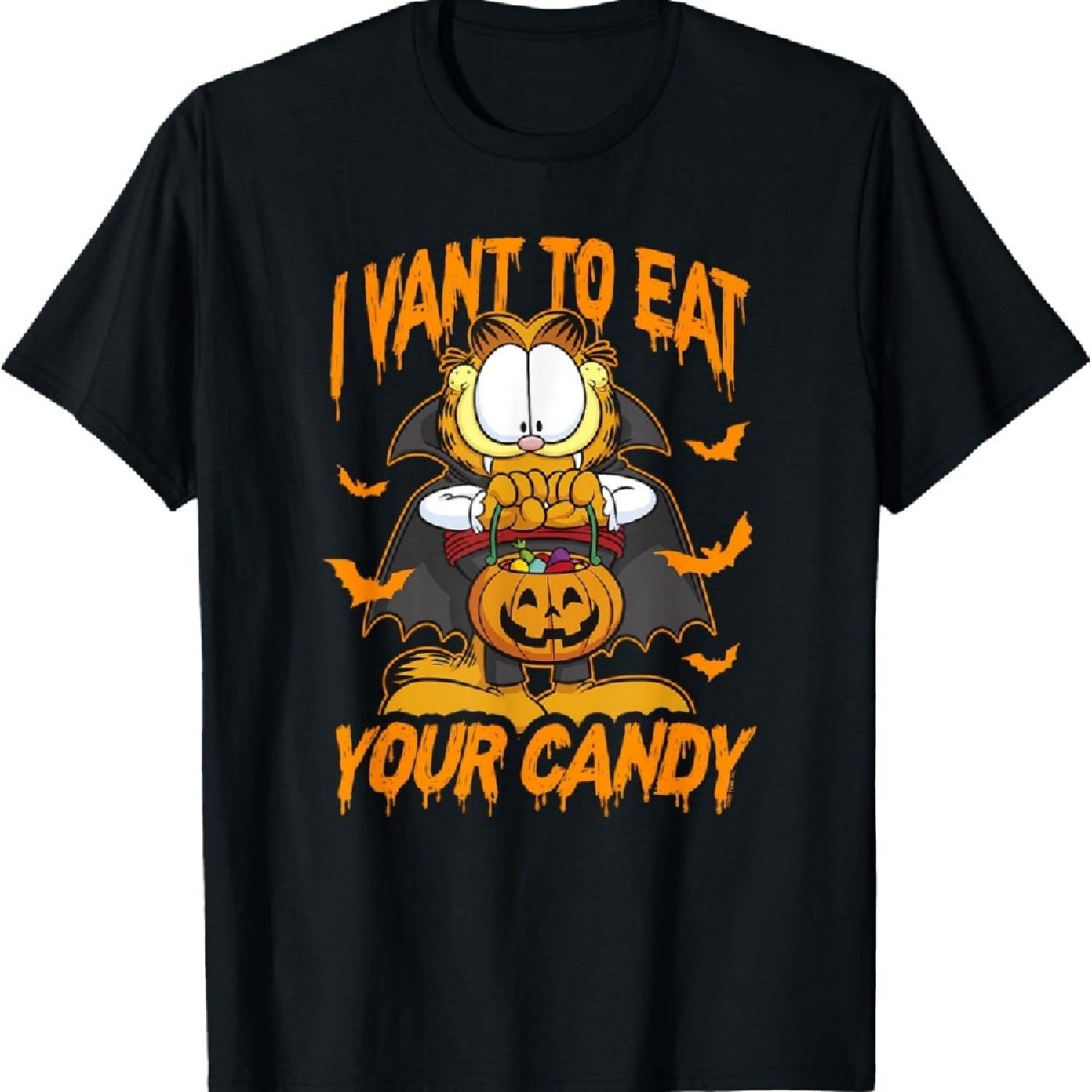 

Garfield Halloween I Want To Eat Your Candy T-Shirt S