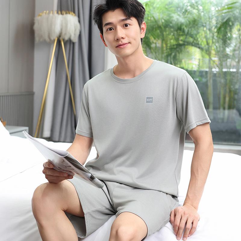 Herren Sommer Kühlendes Pyjama-Set - Kurzarm und Shorts, Lässige und Leichte Hauskleidung