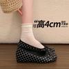 French Retro Inner Heightening Bow Polka Dot Light Mouth Single Shoes Women'S New Spring And Summer Skirt Mary Jane Shoes