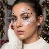 4Pcs Red Green Silvery Rhinestone Eye Body Decals Self-Adhesive Holiday Facial Decals  Cards