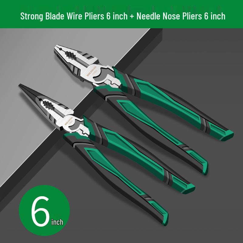 Multifunctional Industrial-Grade Pliers: Combination, Needle Nose, Diagonal Cutting, Eccentric, Strong Blade.