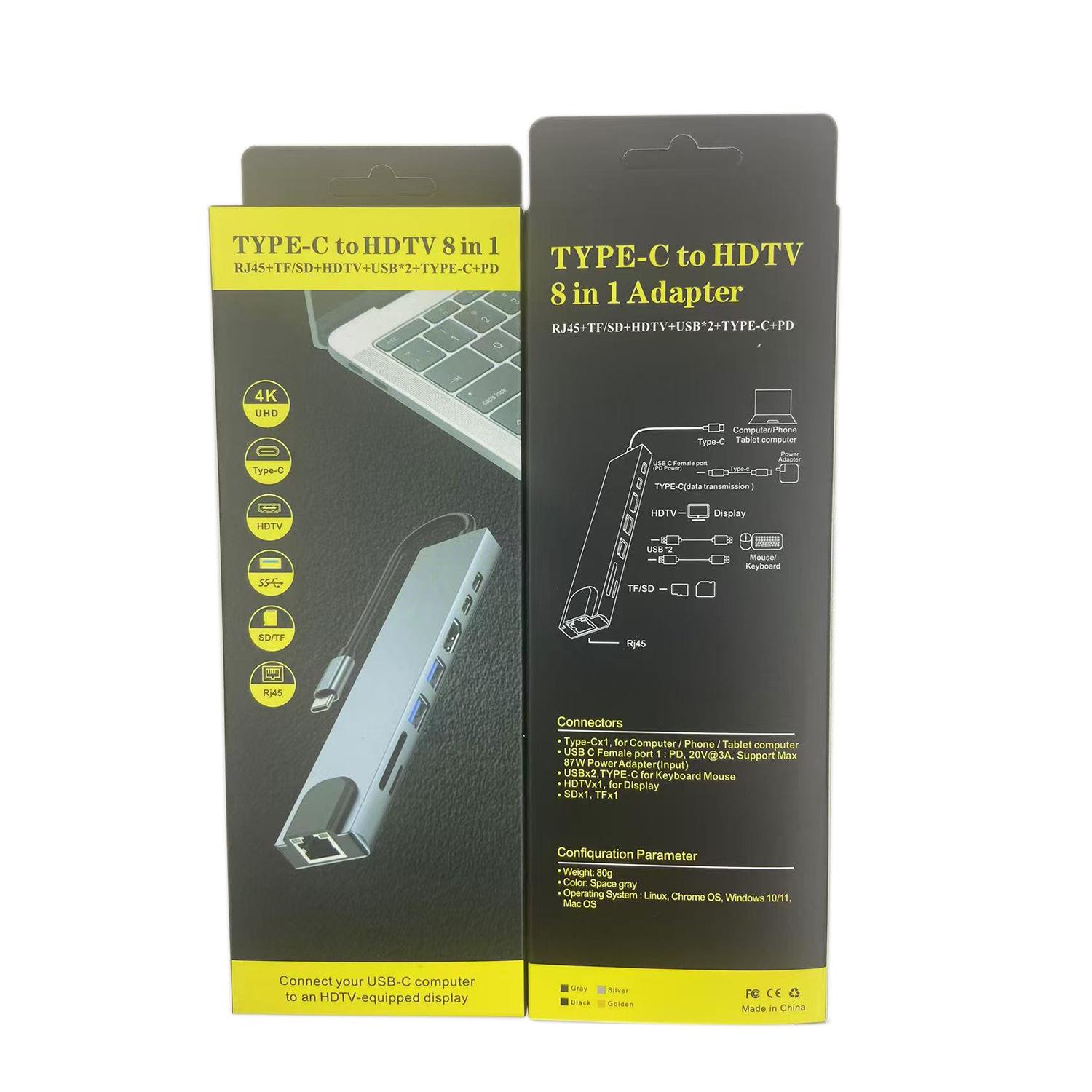 

Многопортовый адаптер USB C Hub 8-в-1 с 4K HDMI, 100 Вт PD, Ethernet и портами USB расширяет возможности подключения вашего ноутбука Type-c 8-in-1