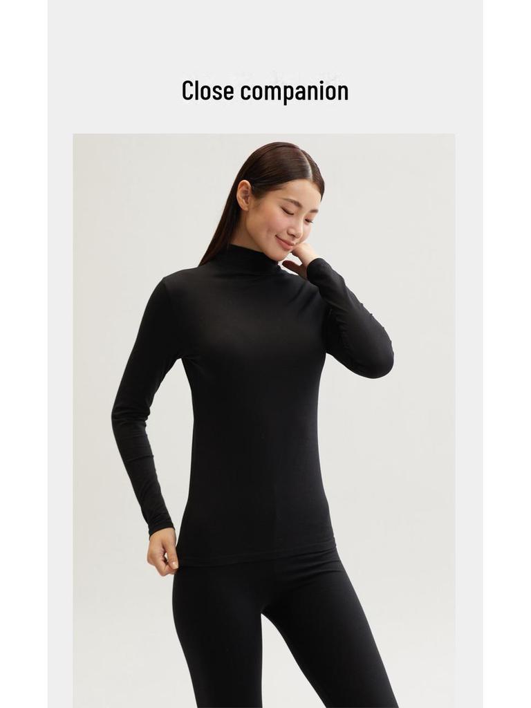 Women's Slim Fit Cotton Mid-Neck Winter Warm Base Layer Top