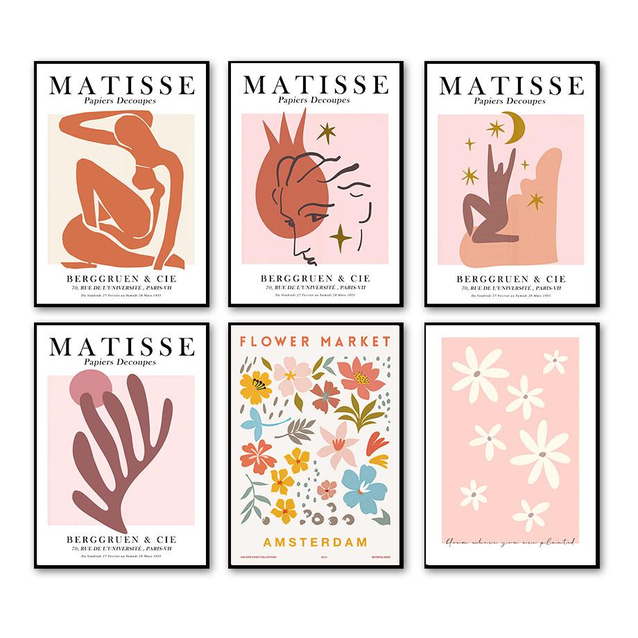 Abstrakte Matisse Figur Blume Markt Rosa Wand Kunst Leinwand Malerei Nordic Poster Und Drucke Bilder Für Wohnzimmer Dekor
