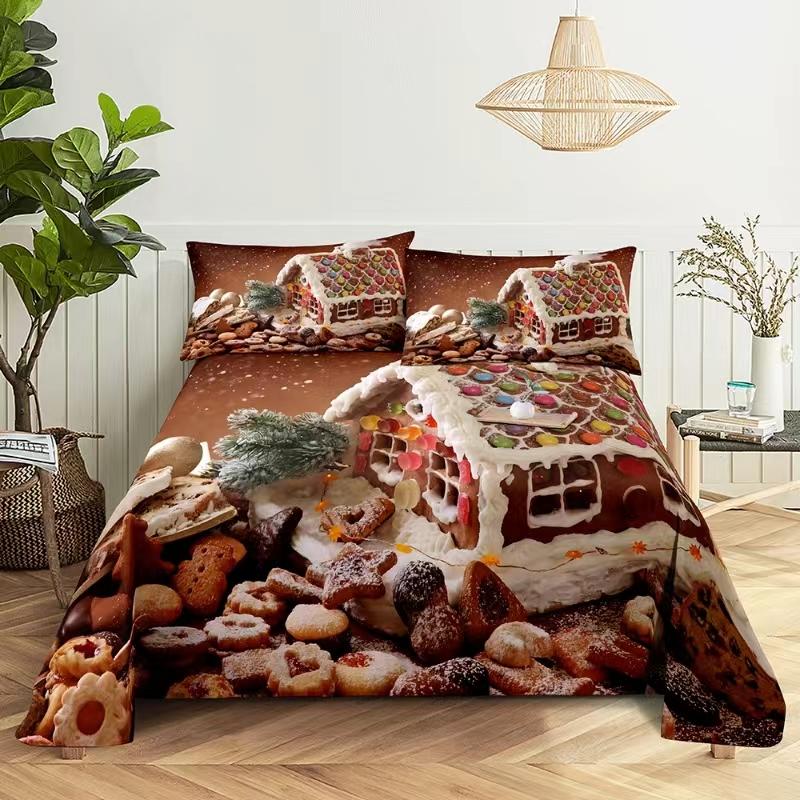 Christmas tree Queen Sheet Set Kid's Flat Sheet Boys Girls Bed Sheets and Pillowcases Christmas Gifts Bed Sheet Set Bedding Set