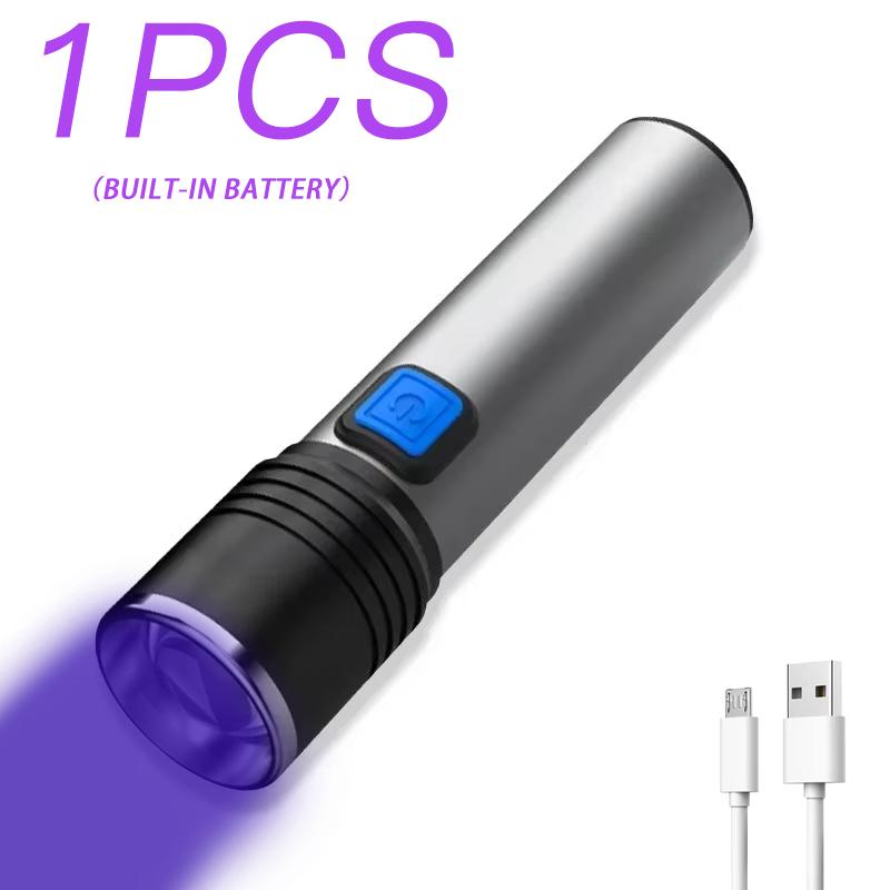 Mini T6 LED UV Flashlight USB Rechargeable Torch Light for Ink Dryer Money Fluorescer Detector UV Oil Curing Purple Light Torch