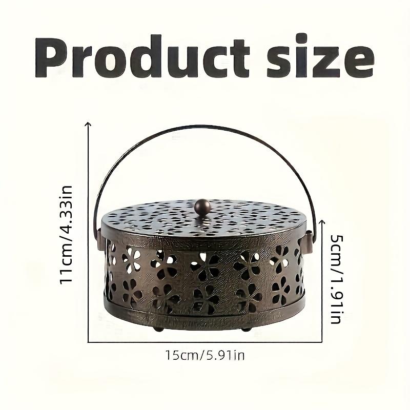 Retro style metal mosquito coil holder with handle - portable iron incense burner for home and outdoor decor insence burner