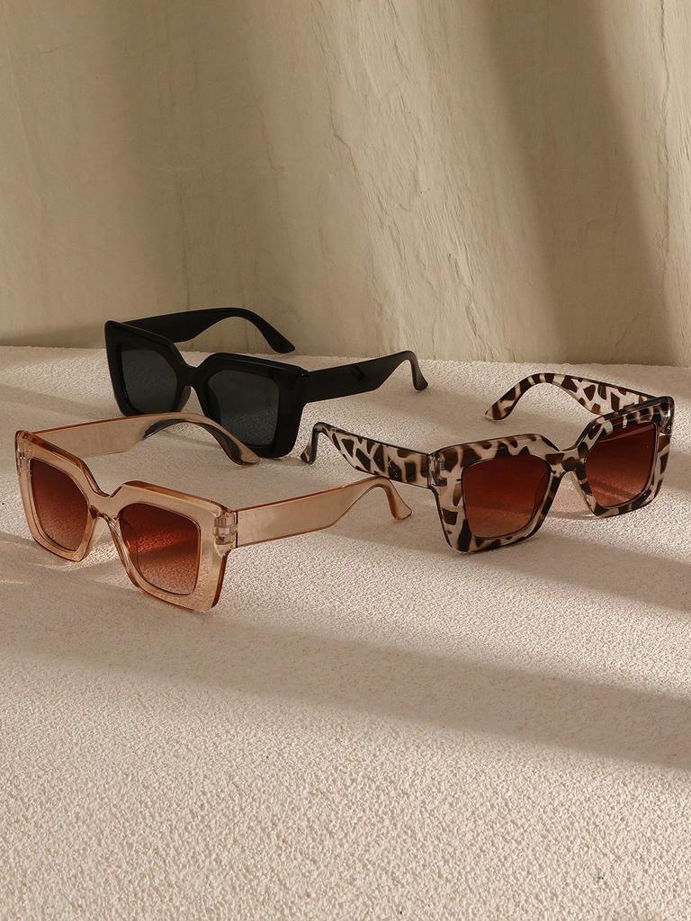 3PCS Plastic Fashion Cat Eye Frame Women Sunglasses For Daily Life Men Eyewear Vacation Outfits Rave Party Accessories.