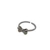 Exquisite Korean-Style Bow Round Bead Ring with Cable Twist Design - Elegant Finger Ring for Women