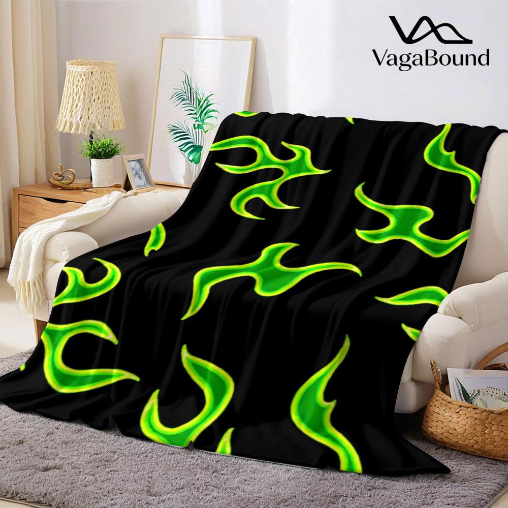 Neon Mehrfarbig Flammenmuster Decke Geeignet für Sofas Betten Büros Reisen Campingstühle Warme Plüschdecke