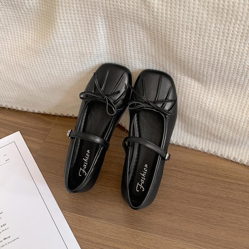 Fashion Temperament French with Skirt Square Head Shallow Mouth Flat Sole Single Shoes Women's Summer 2025 New Versatile Mary Jane Shoes